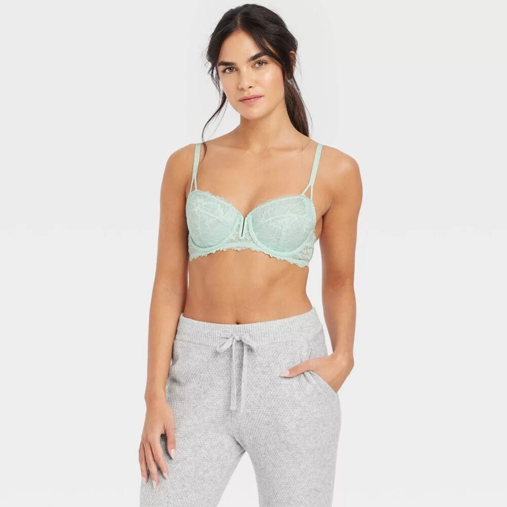NEW Auden Women's Unlined Balconette Bra Ocean Green